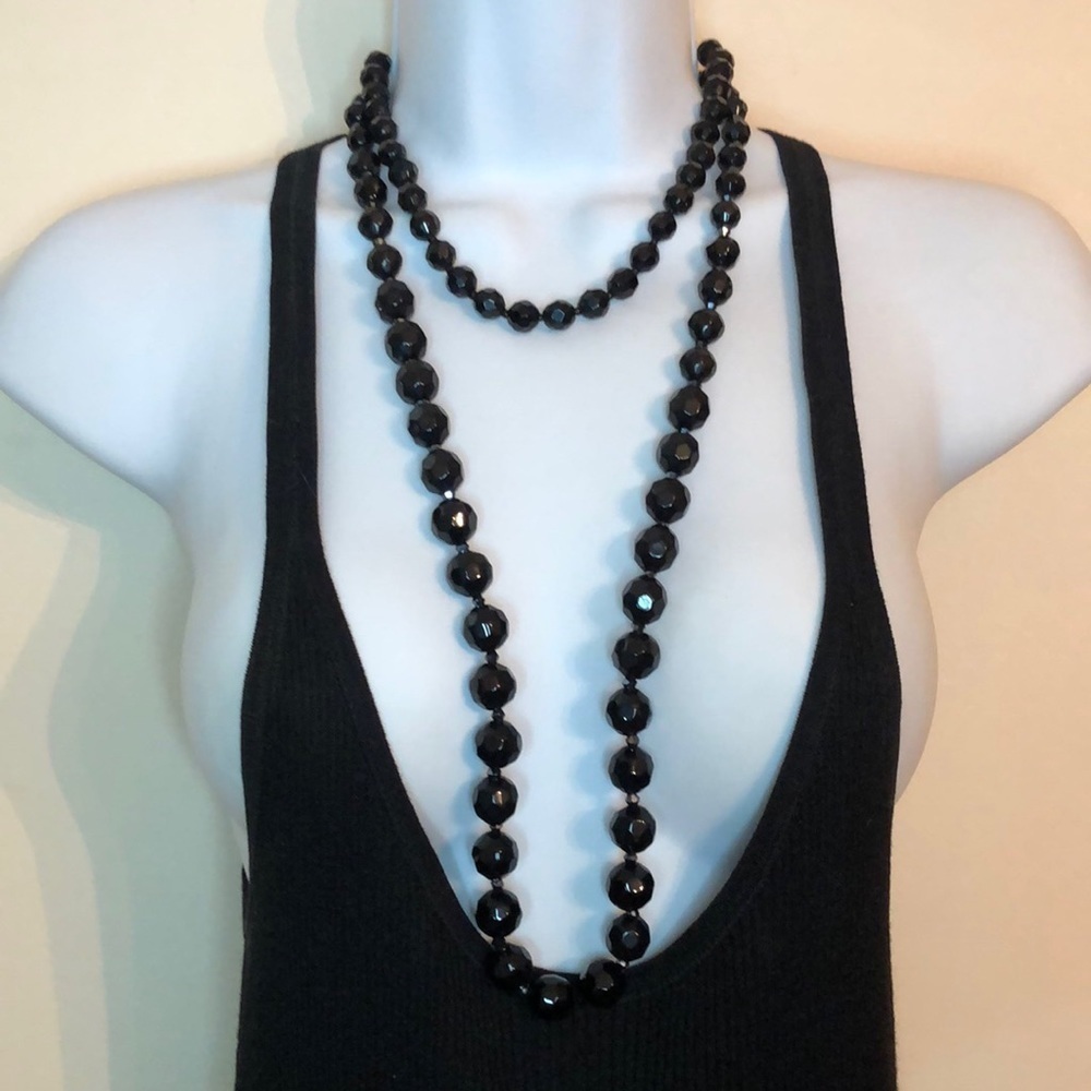 Curated bundle black glass beaded necklaces Liz Claibrone and Vintage